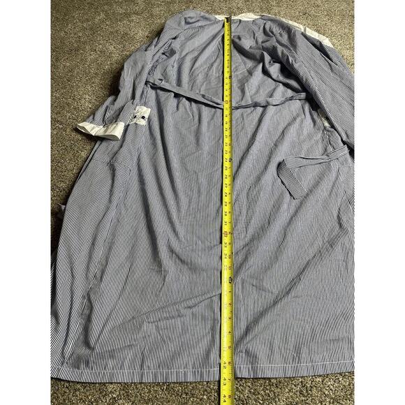 Celestial Dreams Women's Nightgown Small 4-6 L/S Blue White Stripe Robe Pockets - Picture 8 of 8